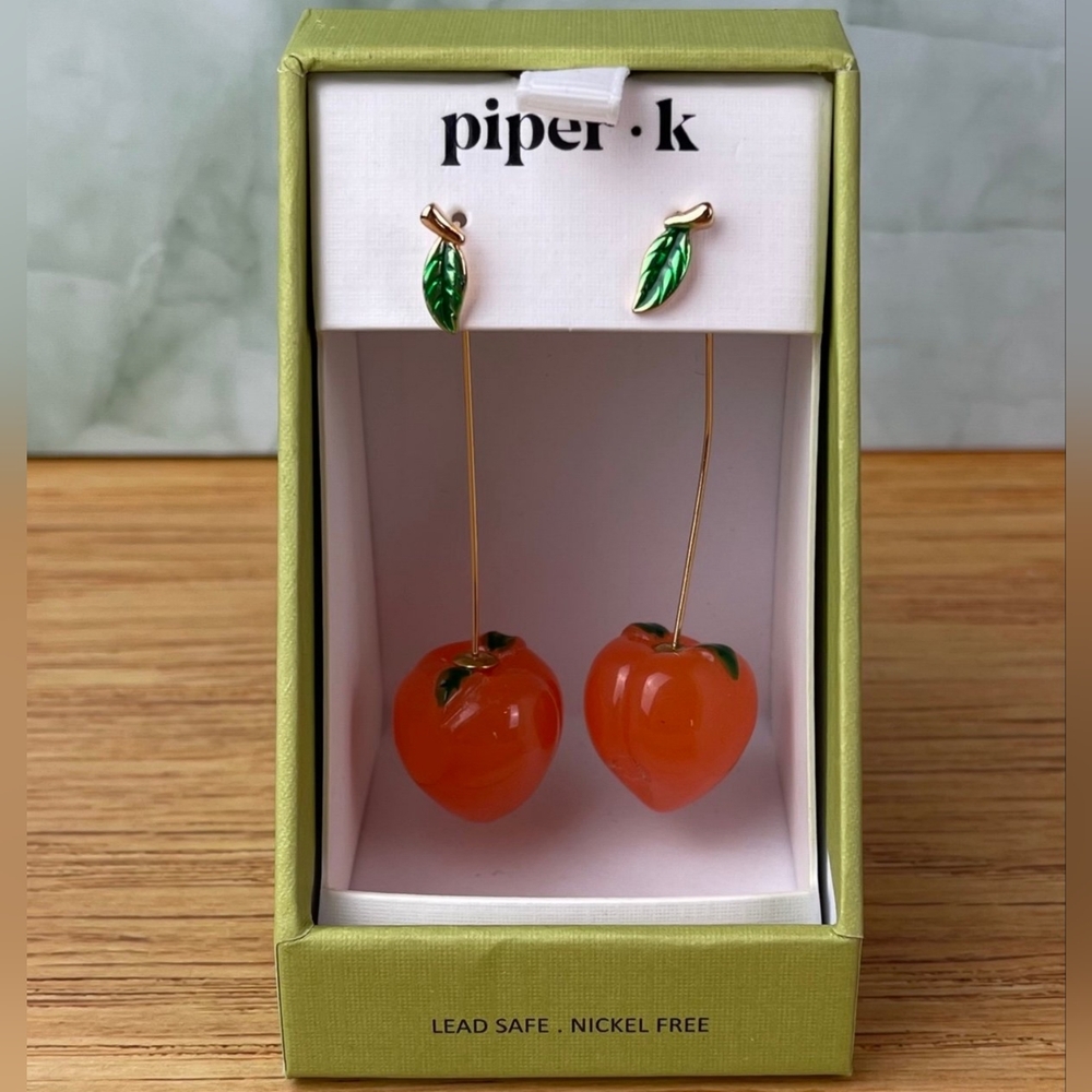 Piper K Just Peachy Drop Earrings NIB - Picture 2 of 3